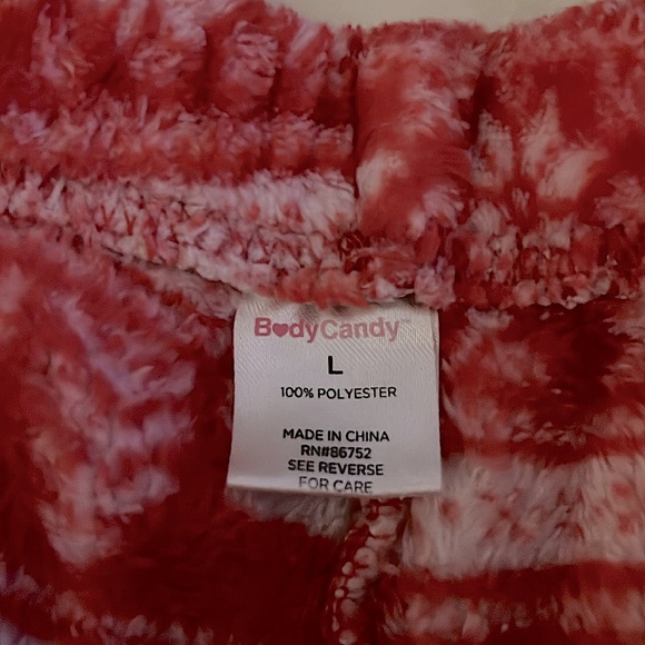 BODY CANDY 🎄🦌 RED PLUSH FLEECE WINTER REINDEER PAJAMA LOUNGE PANTS Women’s Jr. L - Picture 6 of 6